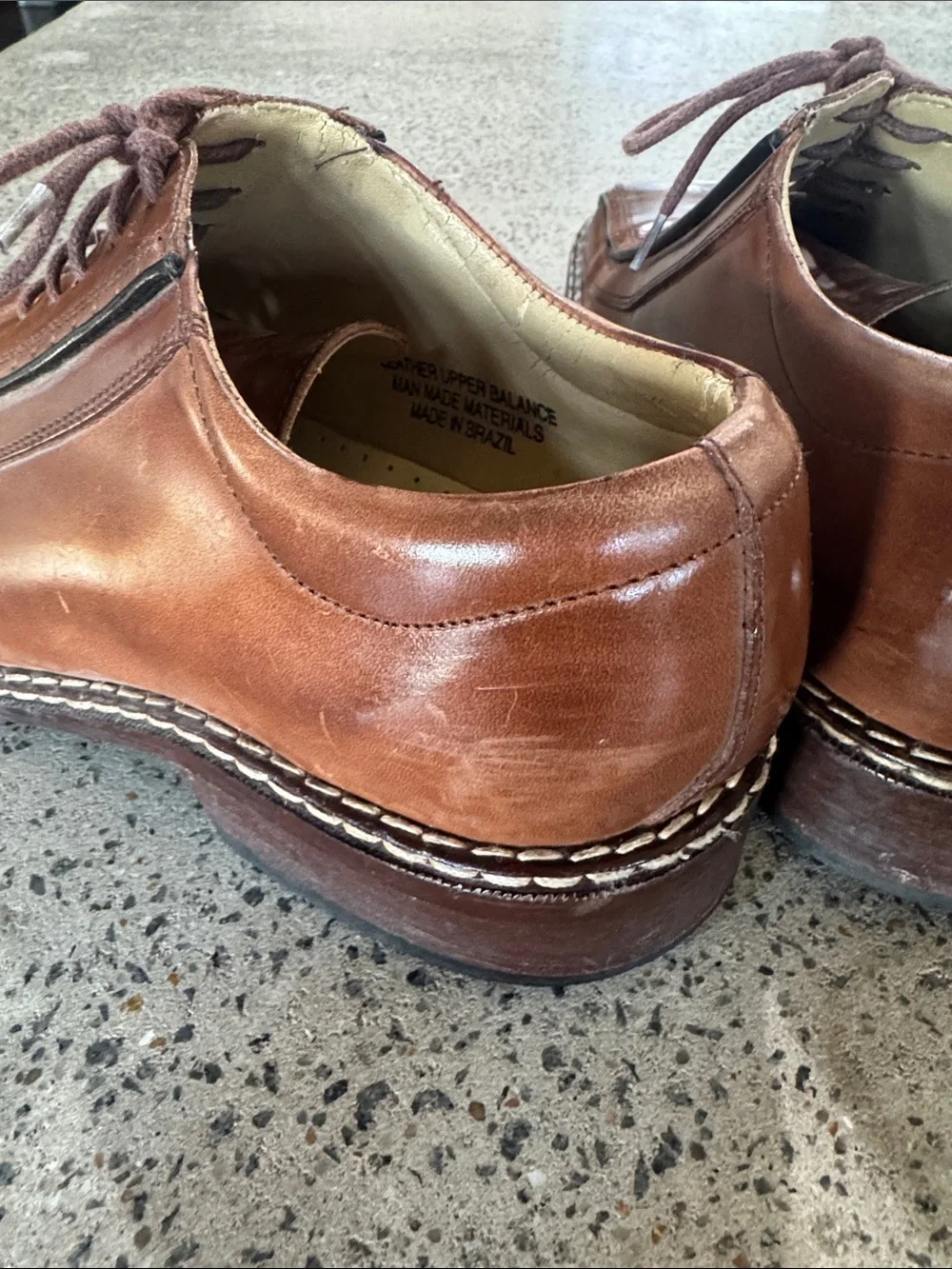 Stacy Adams Cognac Brown Leather Lace-Up Oxfords